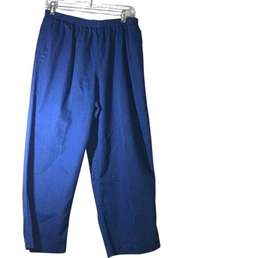 Alfred Dunner Petite 16P Blue Elastic Waist Denim Pants Cotton Blend With Pocket